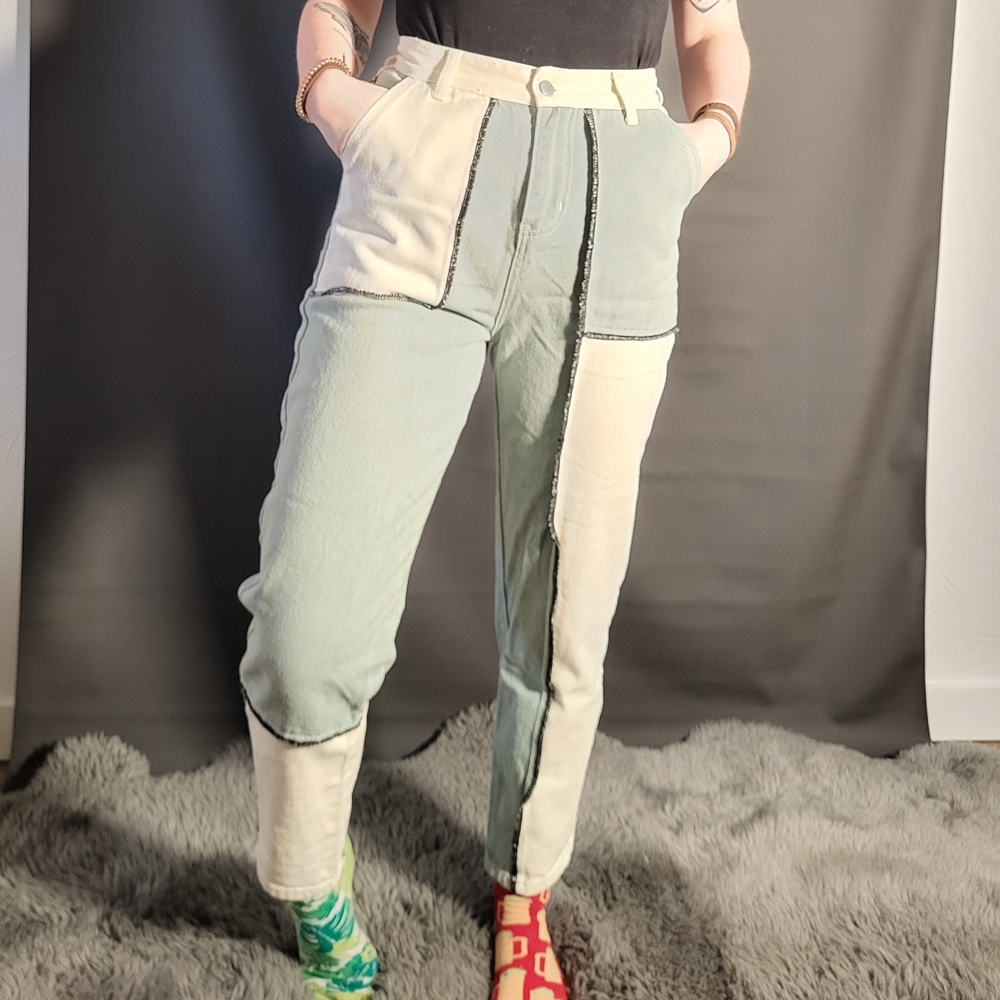 SHEIN Two-Tone Cream and Gray Chinos